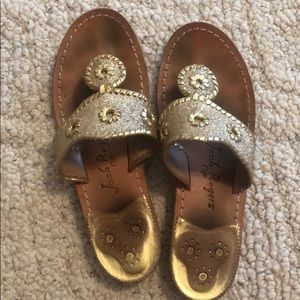 Gold sparkly Jack Roger sandals